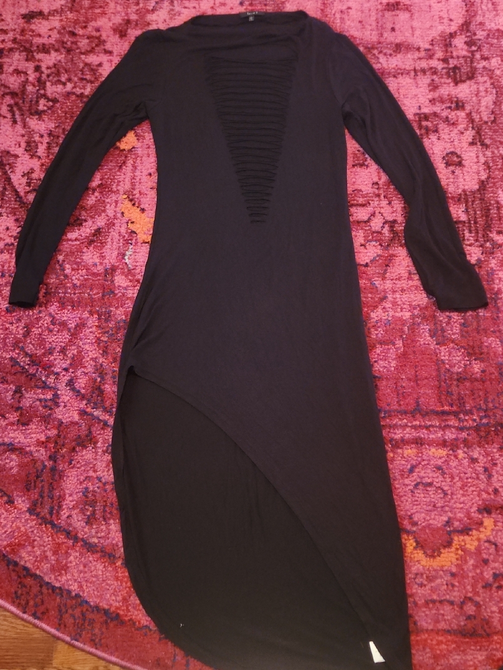 love J Black Asymmetrical Long Sleeve V-Detail Dress